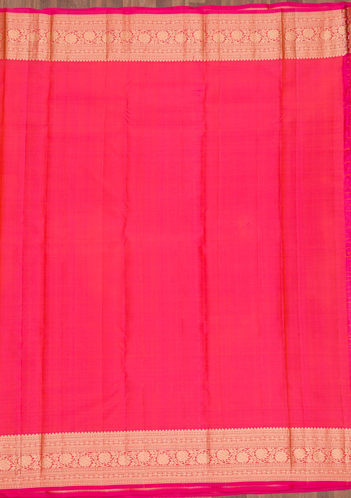 Peach Zariwork Pure Silk Saree-Koskii