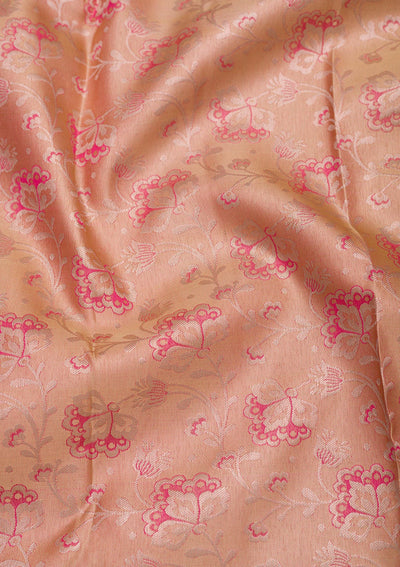 Peach Zariwork Pure Silk Saree-Koskii