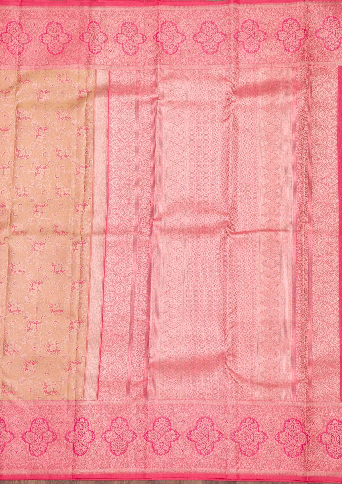 Peach Zariwork Pure Silk Saree-Koskii