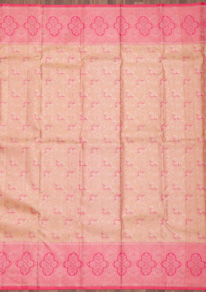 Peach Zariwork Pure Silk Saree-Koskii