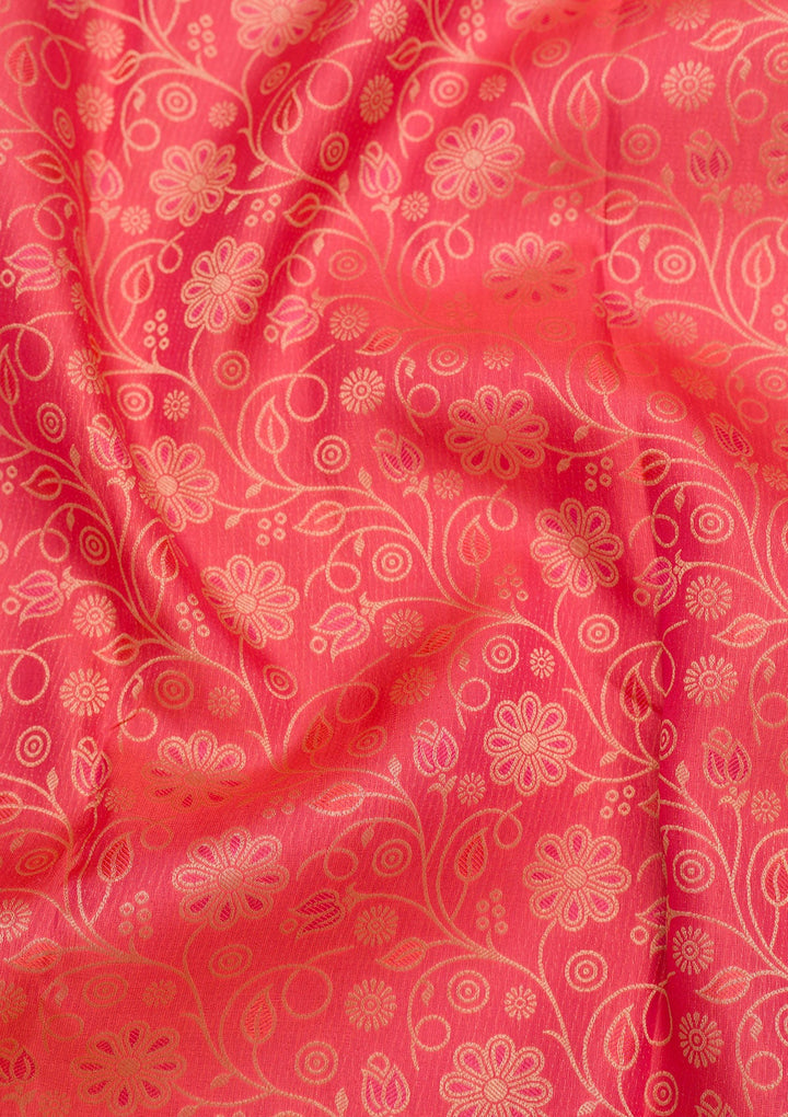 Peach Zariwork Pure Silk Saree-Koskii