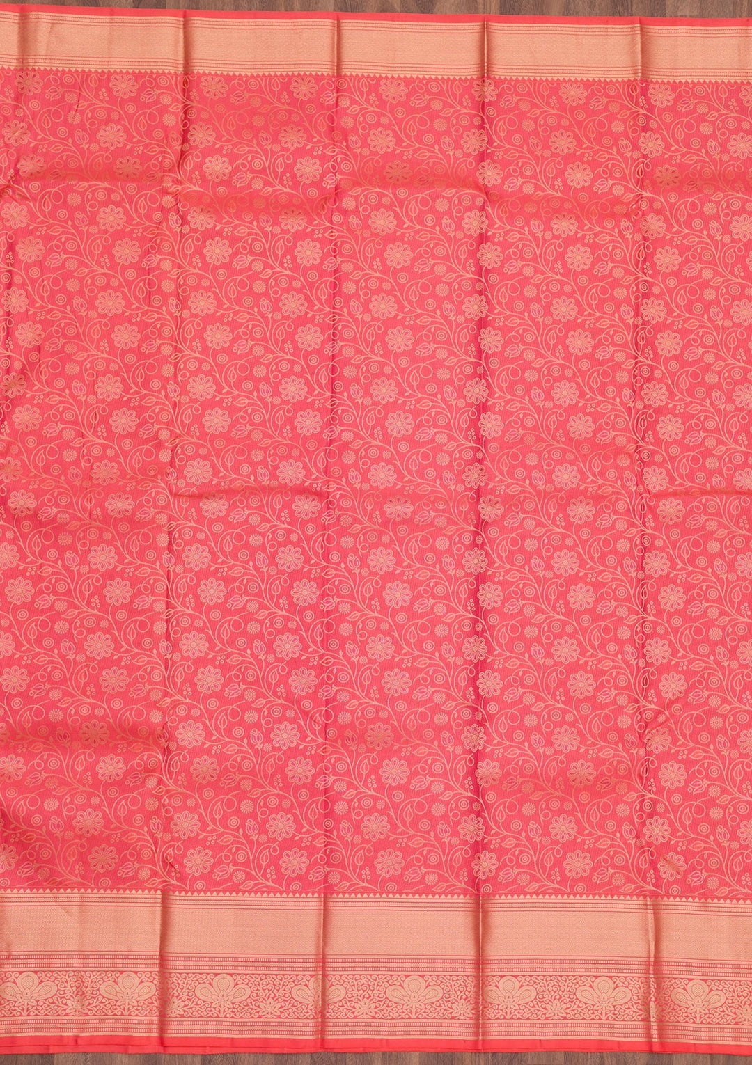 Peach Zariwork Pure Silk Saree-Koskii