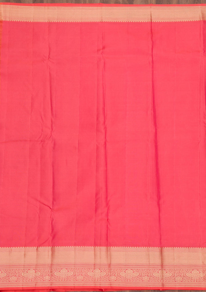Peach Zariwork Pure Silk Saree-Koskii