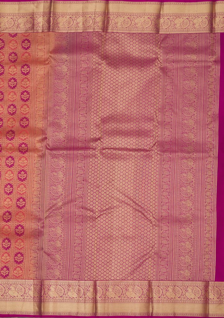 Peach Zariwork Pure Silk Saree-Koskii