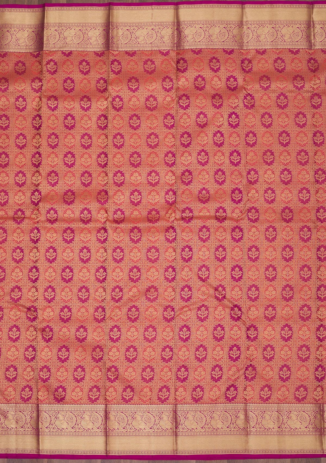 Peach Zariwork Pure Silk Saree-Koskii