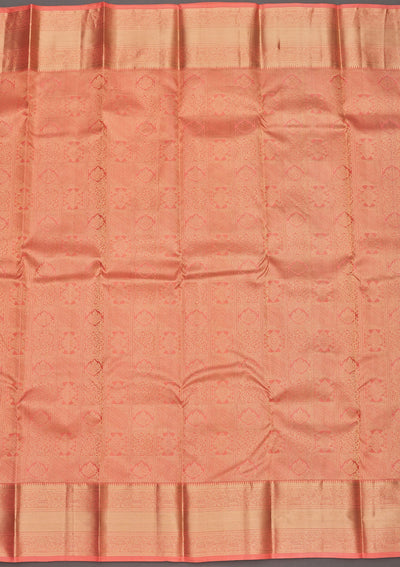 Peach Zariwork Pure Silk Saree-Koskii