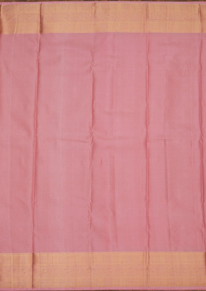 Peach Zariwork Pure Silk Saree-Koskii