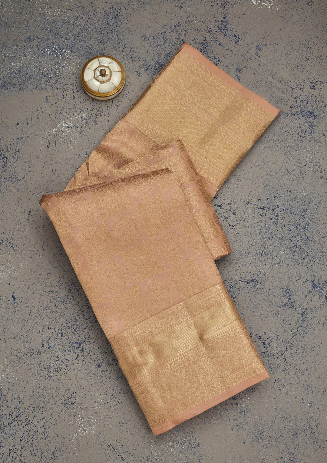 Peach Zariwork Pure Silk Saree-Koskii