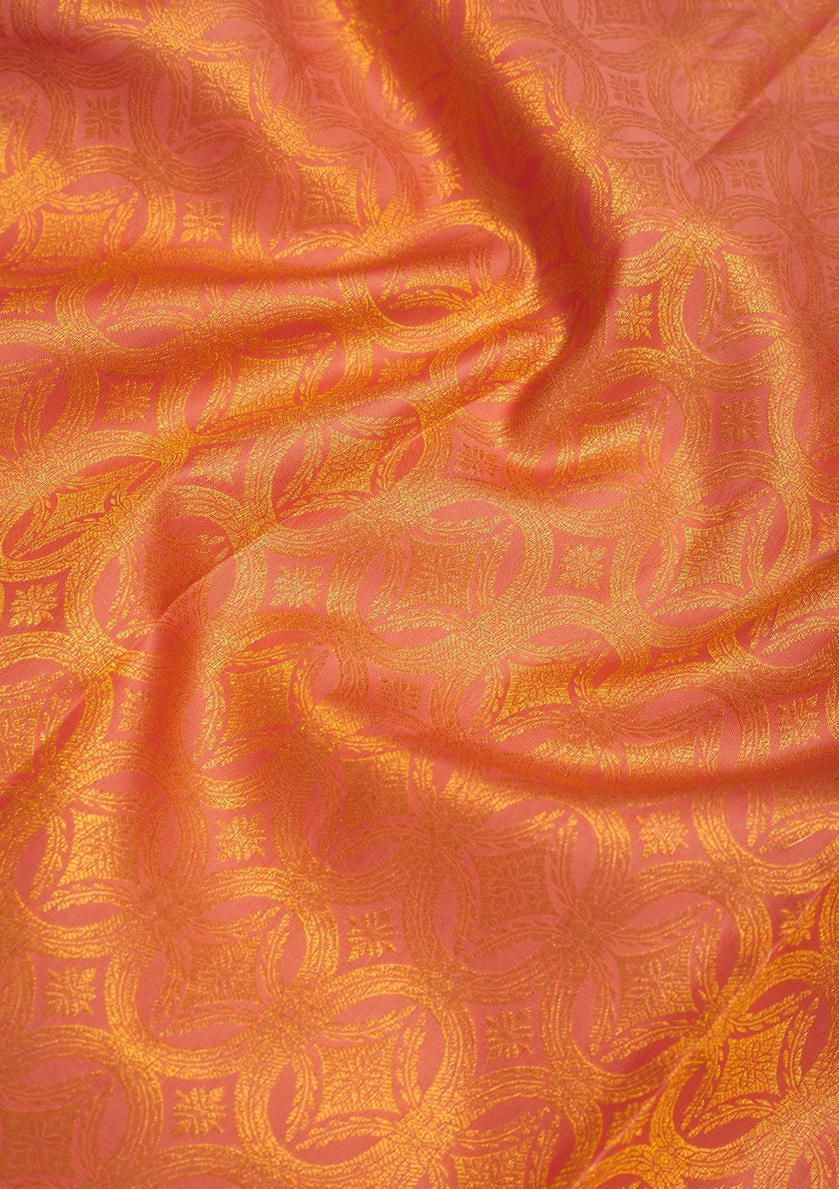 Peach Zariwork Pure Silk Saree-Koskii