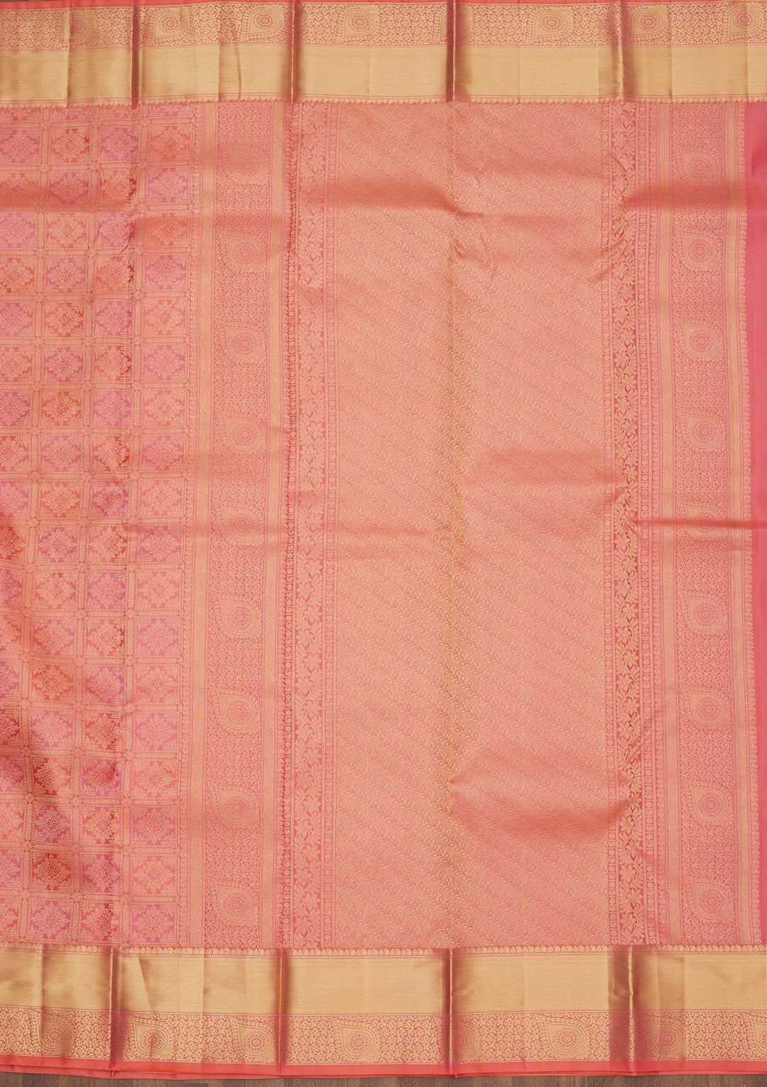 Peach Zariwork Pure Silk Saree-Koskii