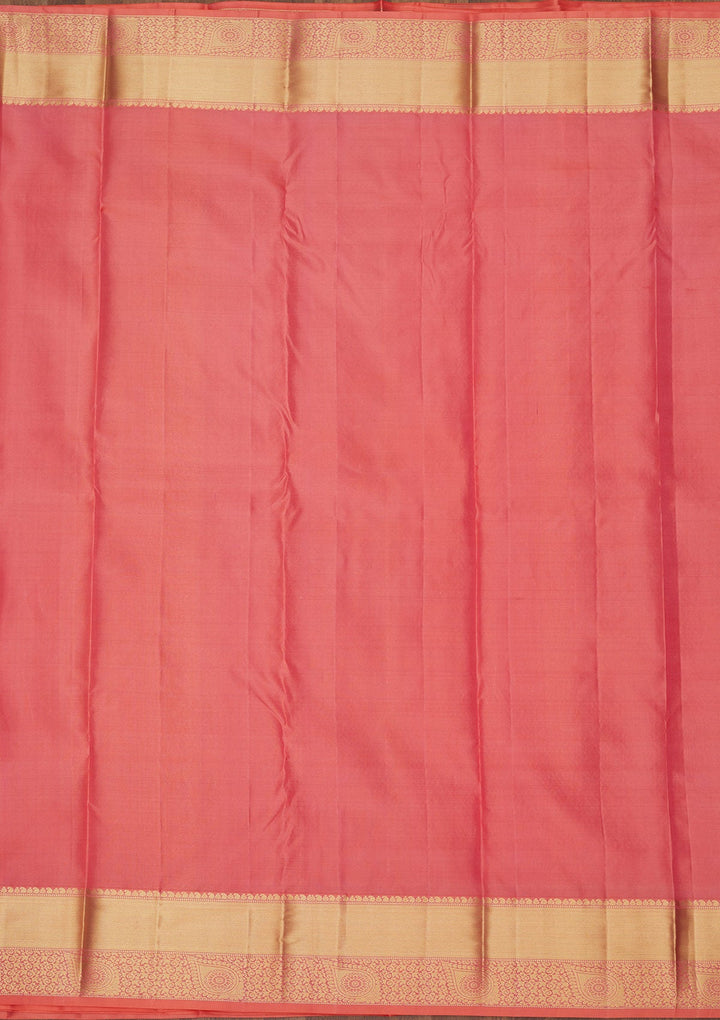 Peach Zariwork Pure Silk Saree-Koskii