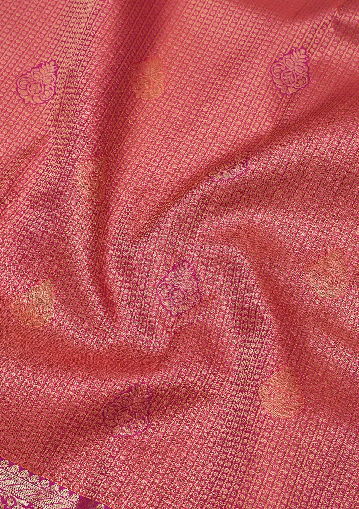 Peach Zariwork Pure Silk Saree-Koskii