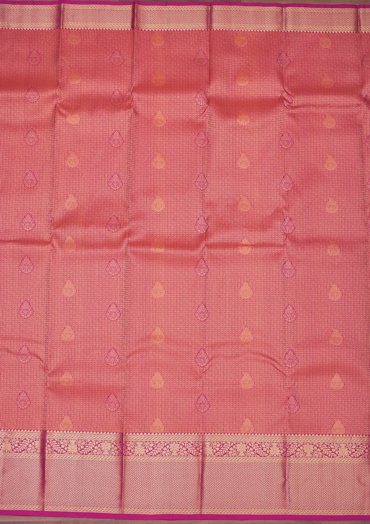 Peach Zariwork Pure Silk Saree-Koskii