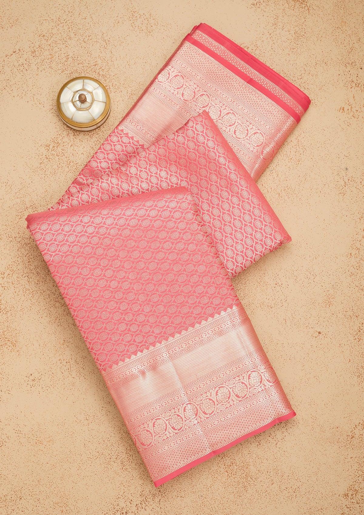 Peach Zariwork Pure Silk Saree-Koskii