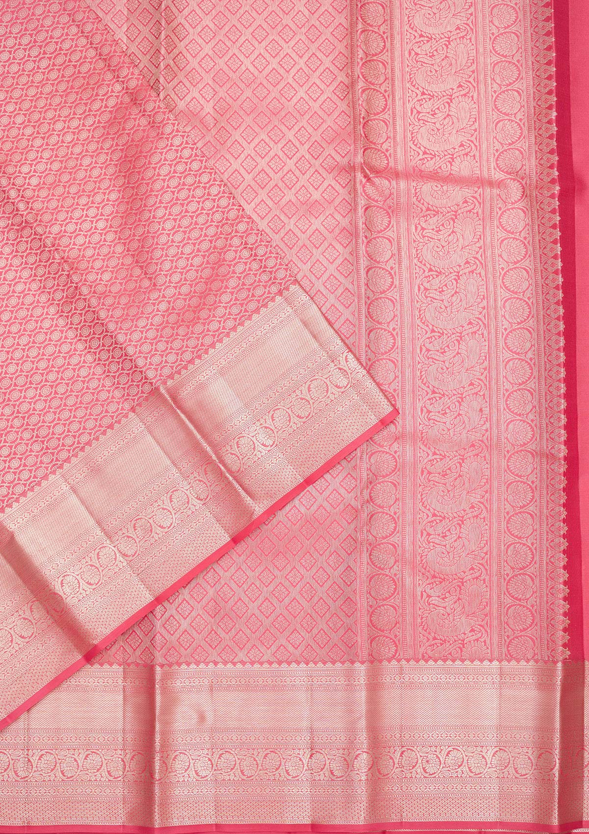 Peach Zariwork Pure Silk Saree-Koskii