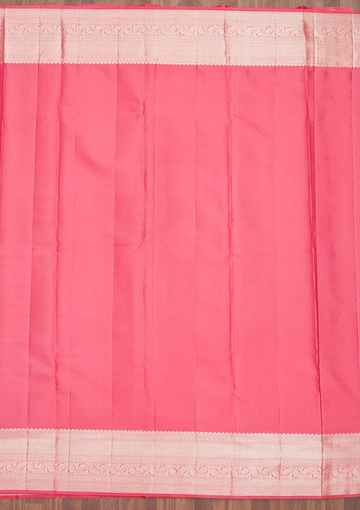 Peach Zariwork Pure Silk Saree-Koskii