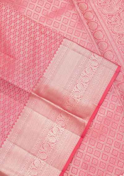 Peach Zariwork Pure Silk Saree-Koskii