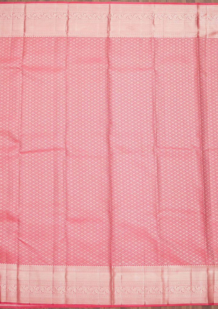 Peach Zariwork Pure Silk Saree-Koskii