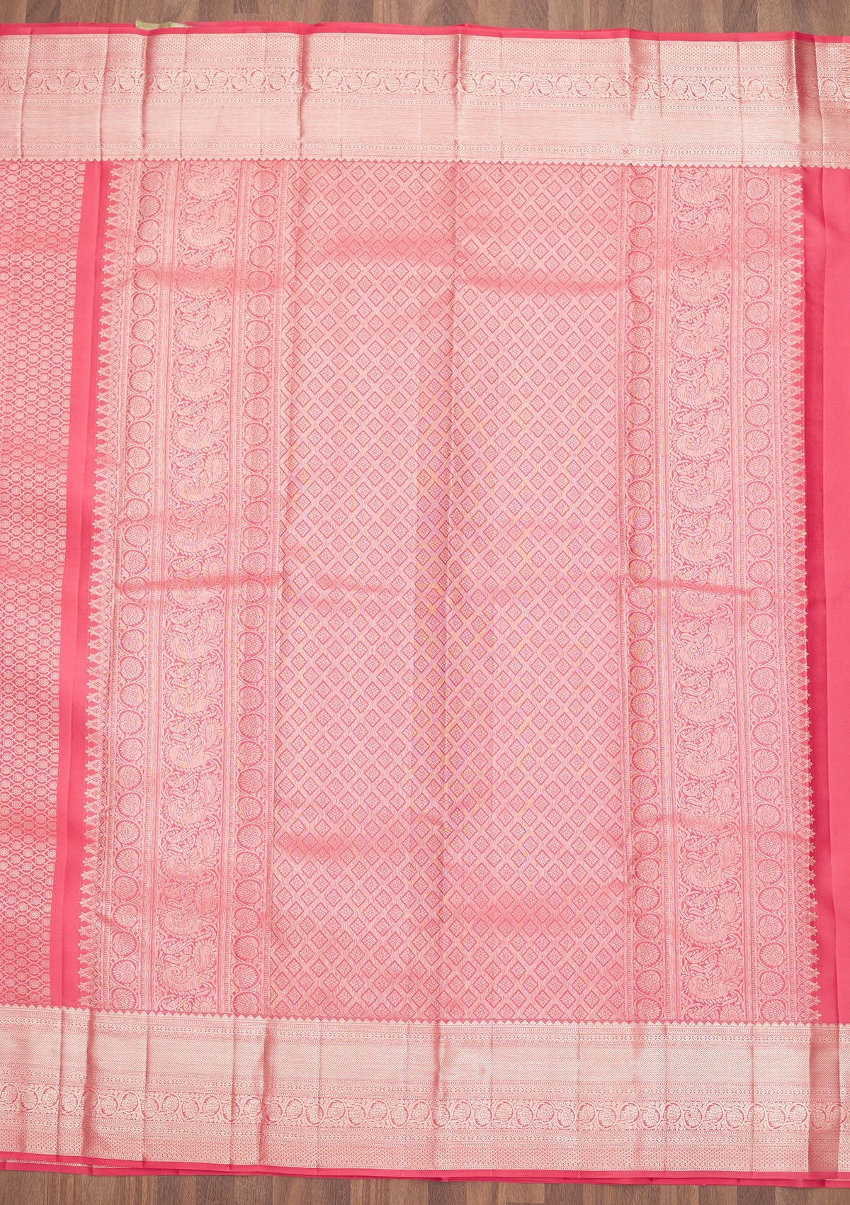 Peach Zariwork Pure Silk Saree-Koskii