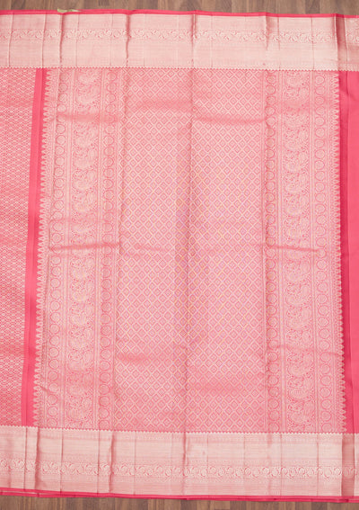 Peach Zariwork Pure Silk Saree-Koskii