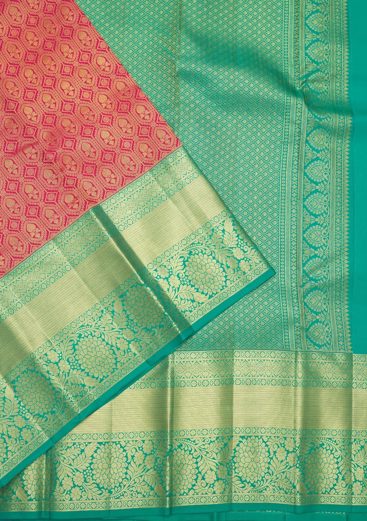 Peach Zariwork Pure Silk Saree-Koskii