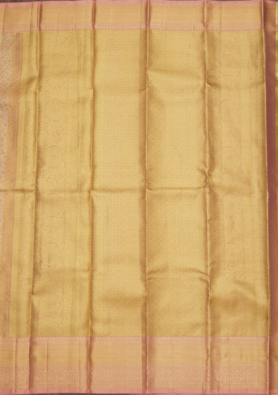 Peach Zariwork Pure Silk Saree-Koskii