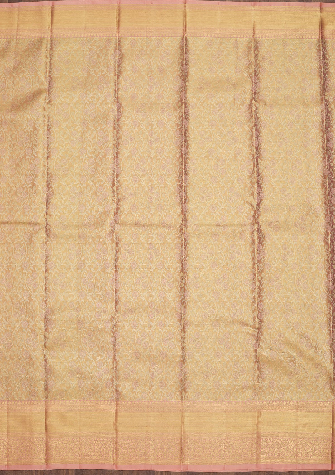 Peach Zariwork Pure Silk Saree-Koskii