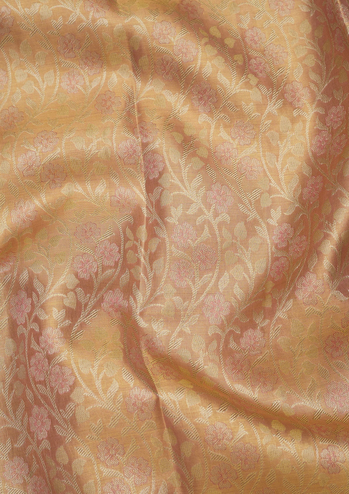 Peach Zariwork Pure Silk Saree-Koskii