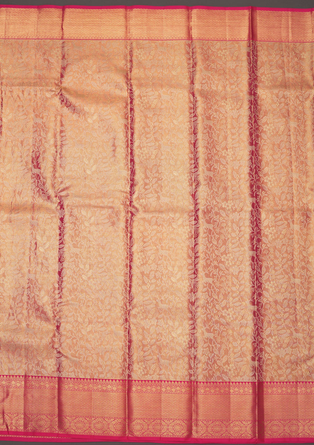 Peach Zariwork Pure Silk Saree-Koskii