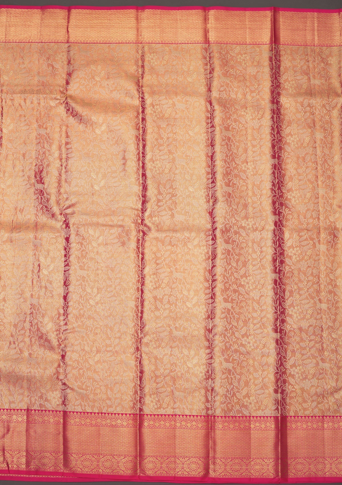 Peach Zariwork Pure Silk Saree-Koskii