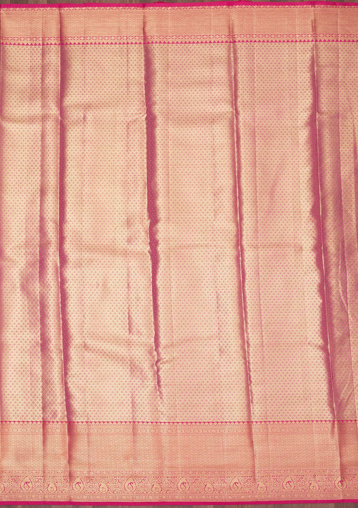 Peach Zariwork Pure Silk Saree-Koskii