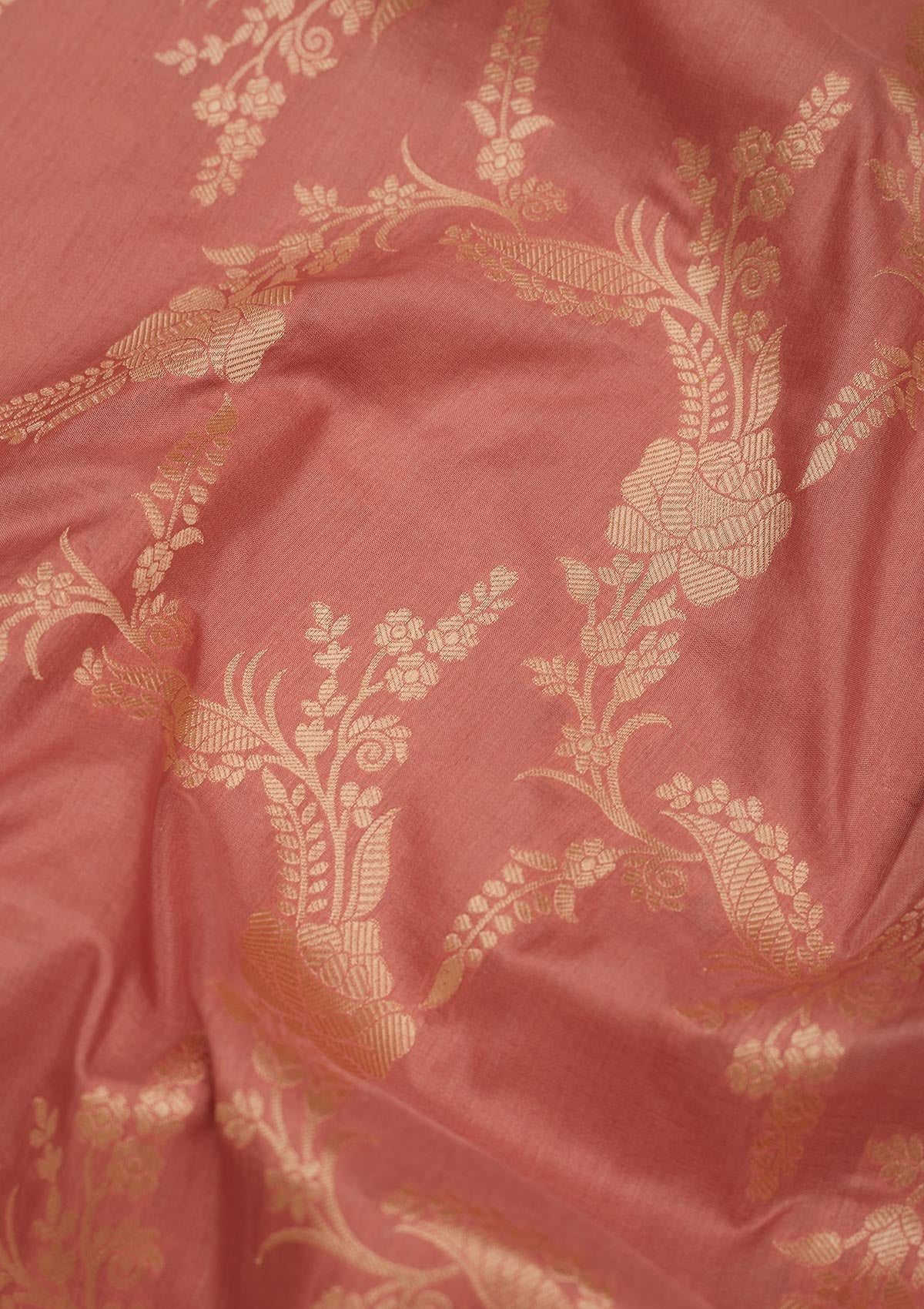 Peach Zariwork Pure Silk Saree-Koskii