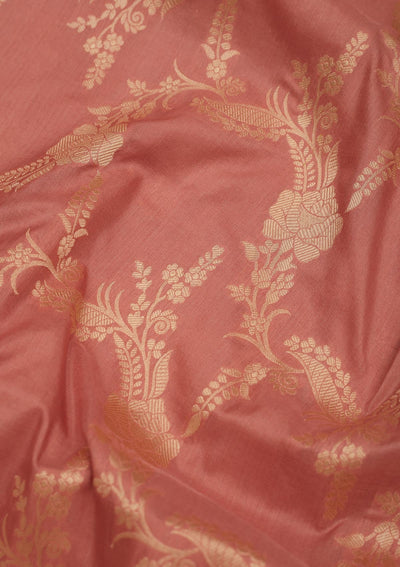 Peach Zariwork Pure Silk Saree-Koskii