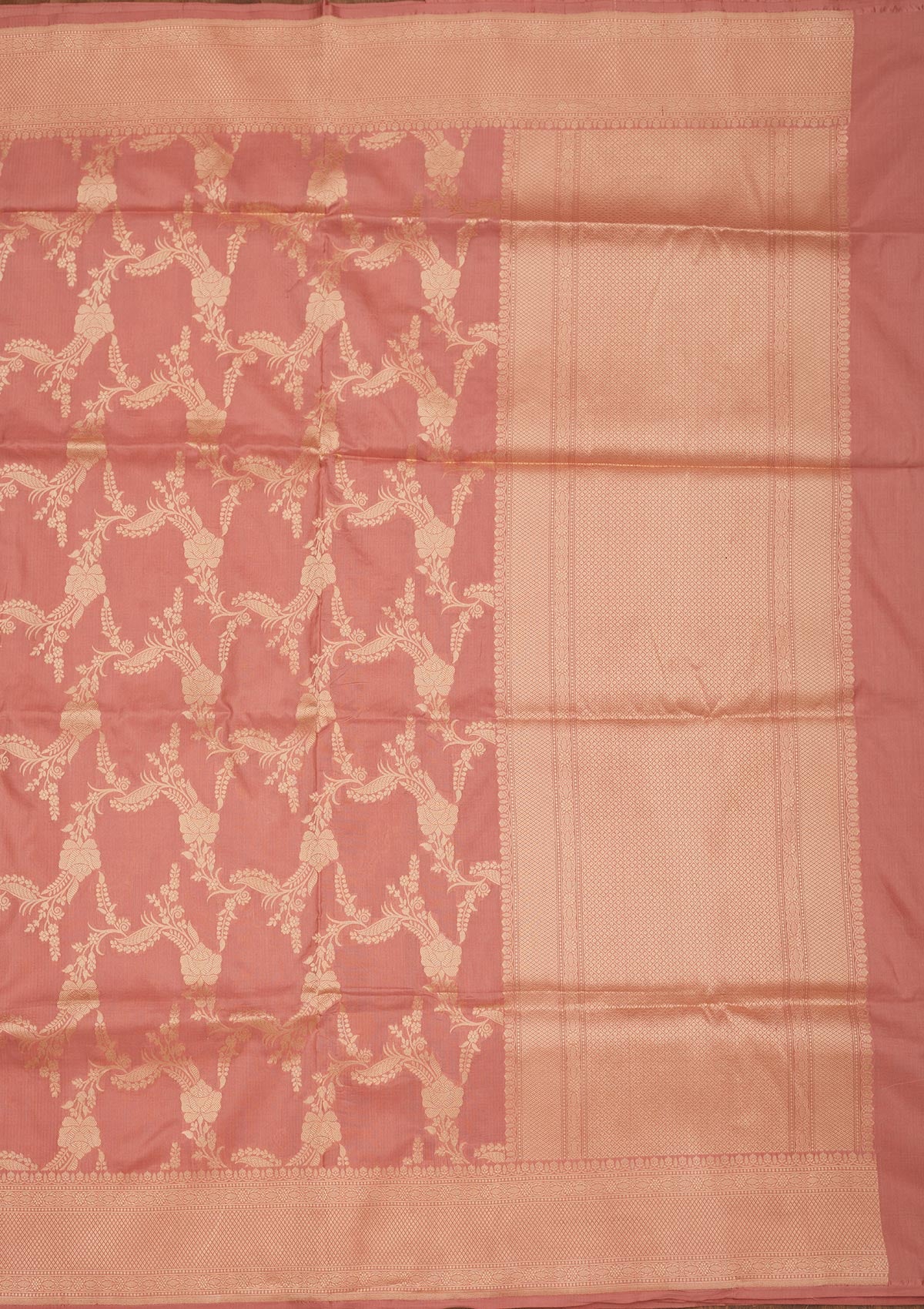 Peach Zariwork Pure Silk Saree-Koskii