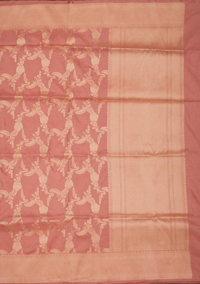 Peach Zariwork Pure Silk Saree-Koskii