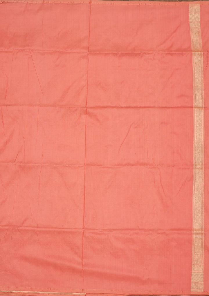 Peach Zariwork Pure Silk Saree-Koskii