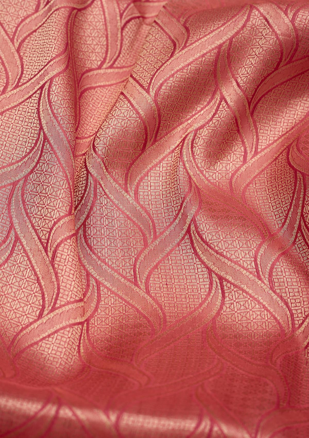 Peach Zariwork Pure Silk Saree-Koskii
