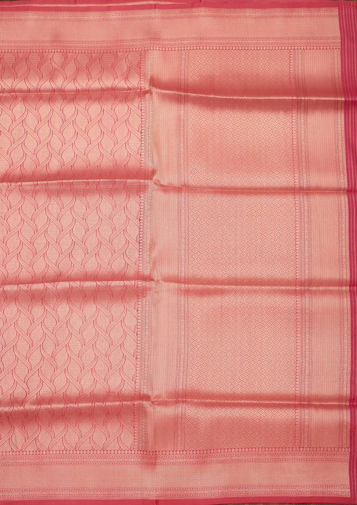 Peach Zariwork Pure Silk Saree-Koskii