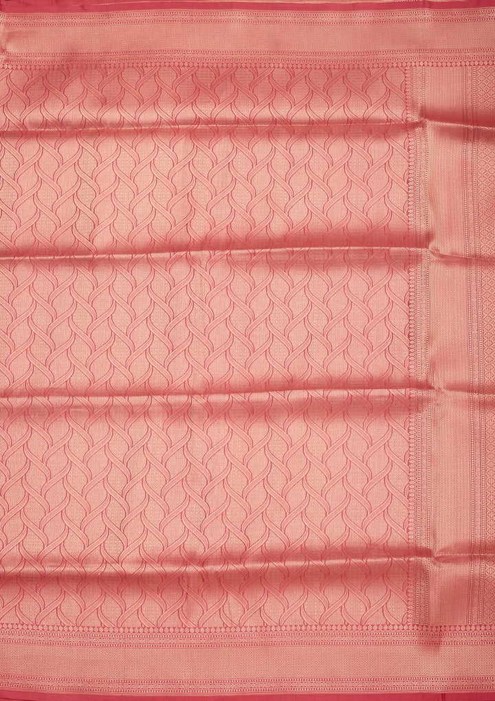 Peach Zariwork Pure Silk Saree-Koskii