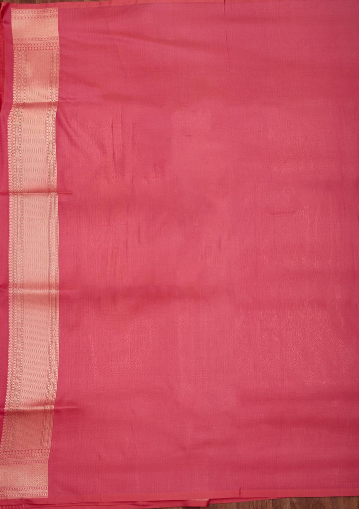 Peach Zariwork Pure Silk Saree-Koskii