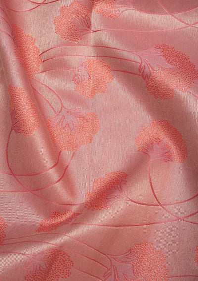 Peach Zariwork Pure Silk Saree-Koskii