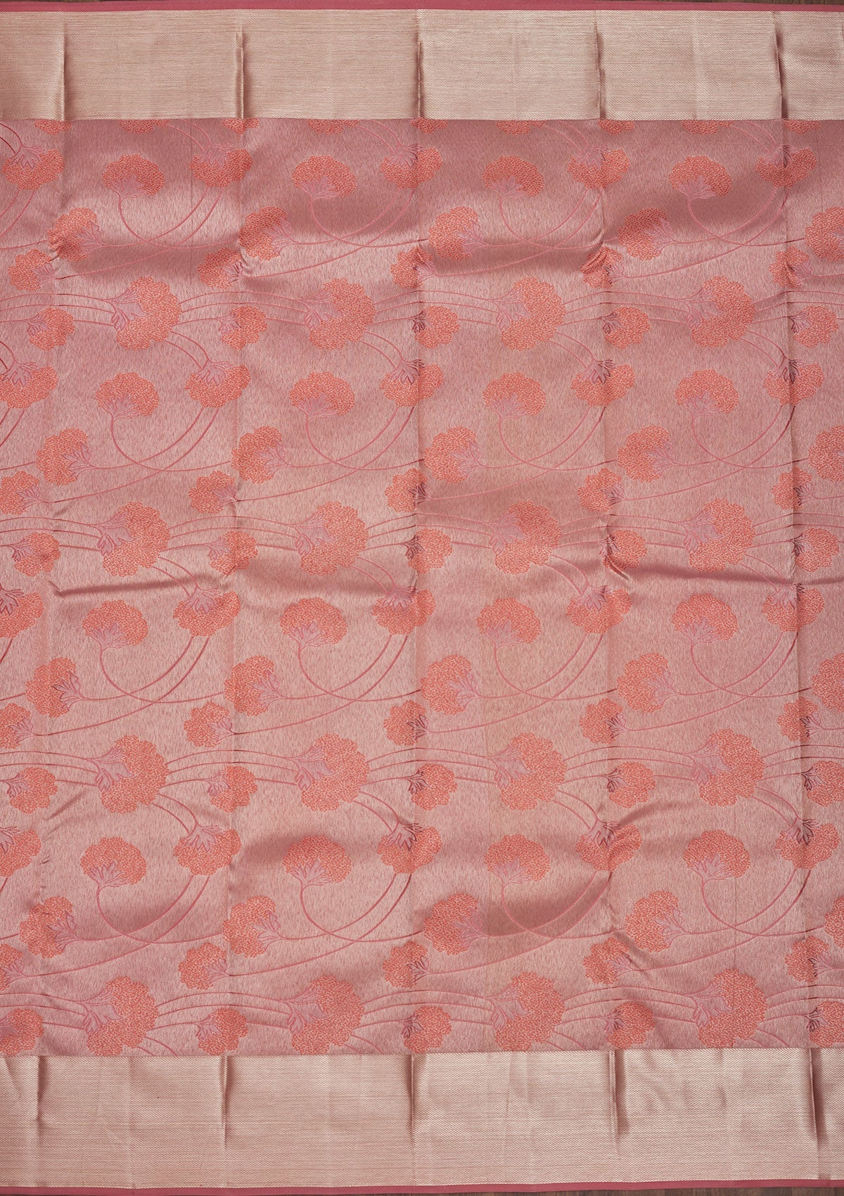 Peach Zariwork Pure Silk Saree-Koskii