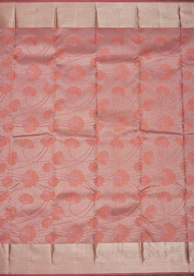 Peach Zariwork Pure Silk Saree-Koskii