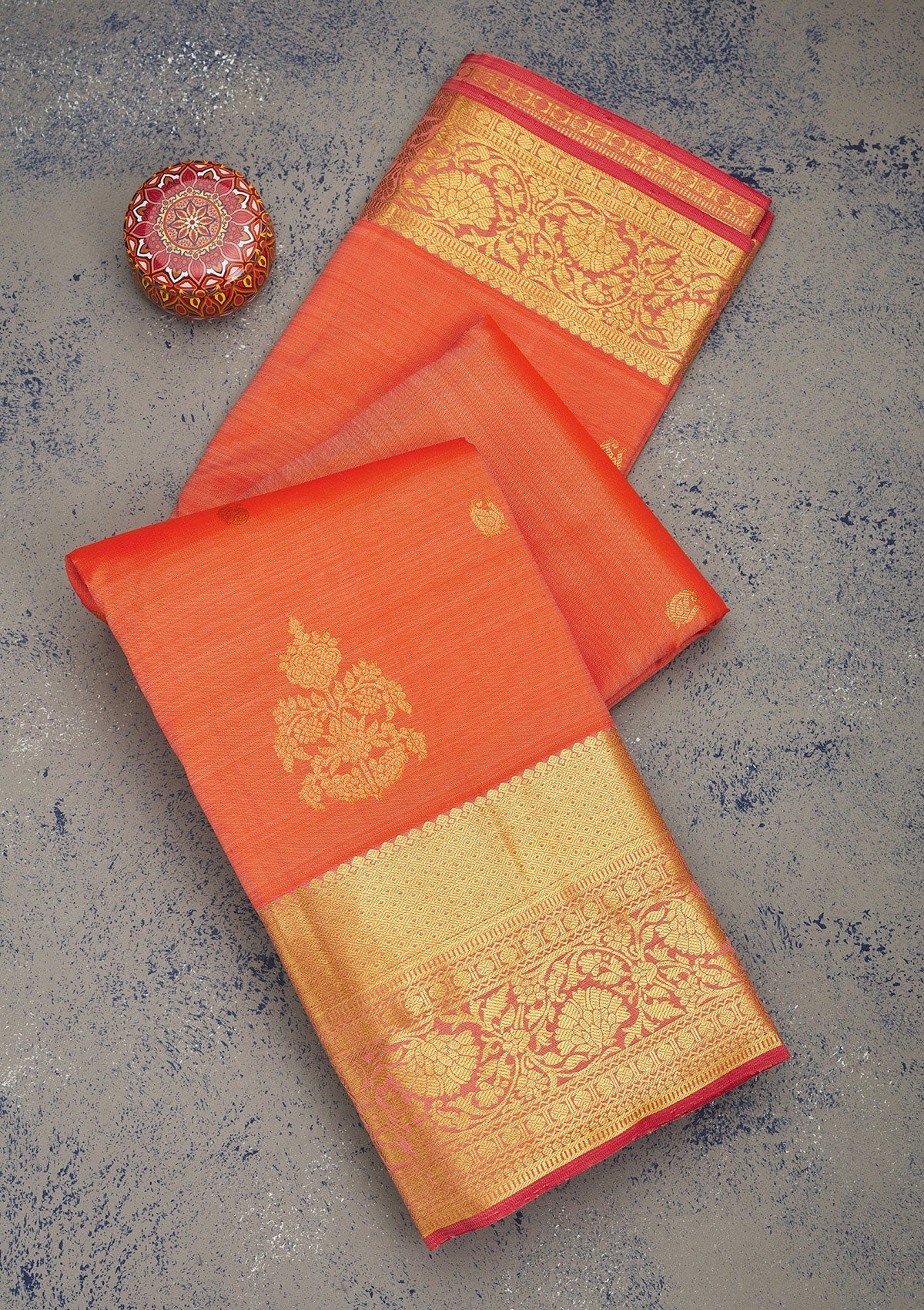 Peach Zariwork Pure Silk Saree-Koskii