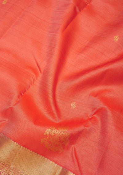 Peach Zariwork Pure Silk Saree-Koskii