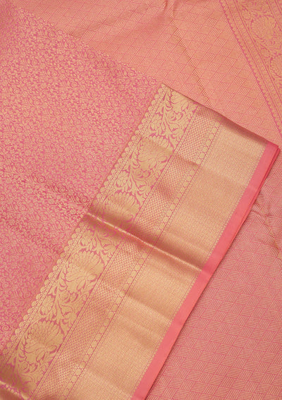 Peach Zariwork Pure Silk Saree-Koskii