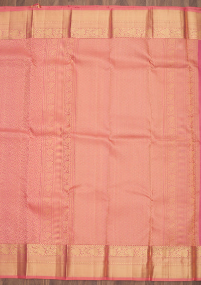 Peach Zariwork Pure Silk Saree-Koskii