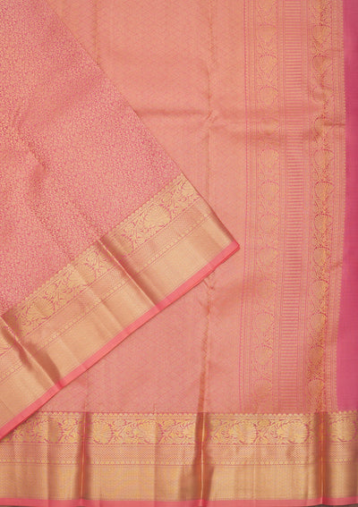 Peach Zariwork Pure Silk Saree-Koskii