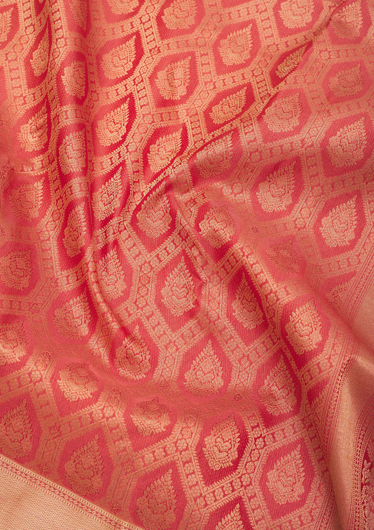 Peach Zariwork Pure Silk Saree