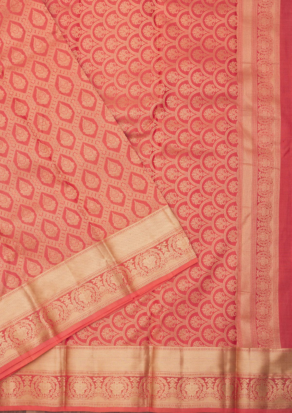 Peach Zariwork Pure Silk Saree